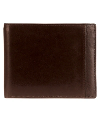Mancini Casablanca Collection Men's Rfid Secure Center Billfold With Removable Center Wing Passcase In Brown