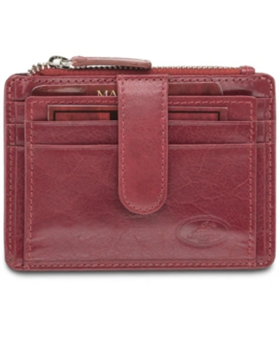 Mancini Men's  Equestrian2 Collection Rfid Secure Card Case And Coin Pocket In Red