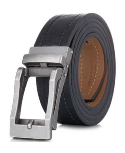 Mio Marino Men's Rugged Leather Linxx Designer Ratchet Belt In Black