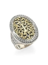 KONSTANTINO GOLD CLASSICS STERLING SILVER & 18K YELLOW GOLD OVAL FILIGREE RING,400098803502