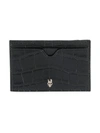 Alexander Mcqueen Men's Skull Croc-embossed Leather Card Holder In Black