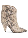 ISABEL MARANT WOMEN'S LEINEE SNAKESKIN-EMBOSSED LEATHER ANKLE BOOTS,0400011666343