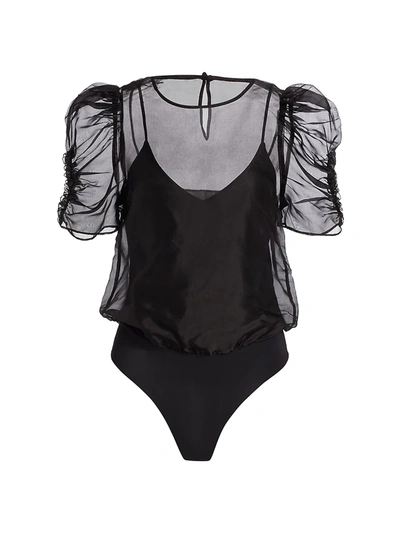 Cami Nyc Louisa Organza Silk Bodysuit In Black