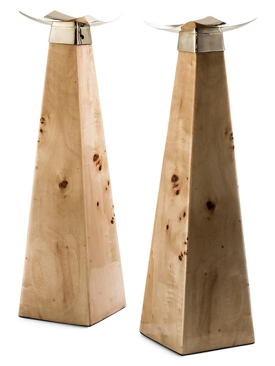 Ladorada Burl Veneer Candleholders, Set Of 2