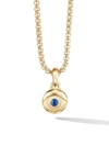 David Yurman Men's 18k Yellow Gold Blue Sapphire Evil Eye Amulet Pendant In Gold