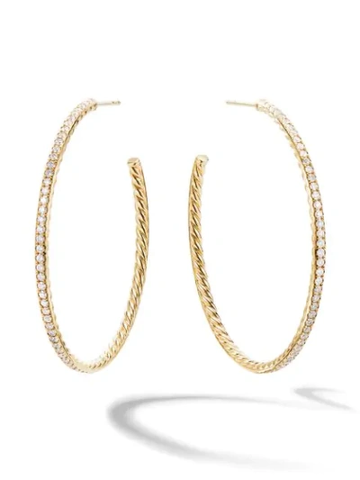 David Yurman 18kt Yellow Gold Pavé Diamond Hoop Earrings (50.3mm) In D88adi