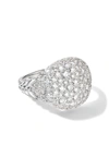 David Yurman 18k White Gold Chevron Pinky Ring With Pave Diamonds In D8wadi