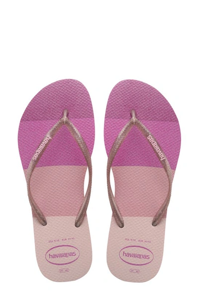 Havaianas Women's Slim Palette Glow Flip Flop Sandals Women's Shoes In Candy Pink