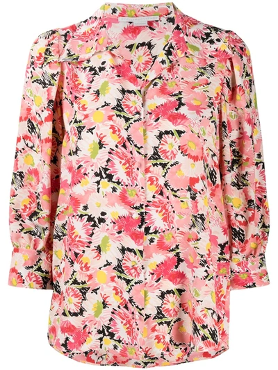 Stella Mccartney Floral-print Crop-sleeve Blouse In Multicolor