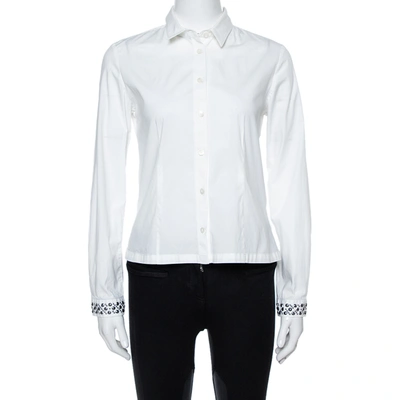 Pre-owned Burberry Brit White Cotton Studded Cuff Long Sleeve Shirt S