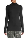 Splendid Long Sleeve Turtleneck Top In Black