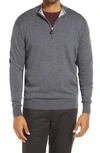 Peter Millar Crown Soft Quarter Zip Merino Wool Blend Pullover In Charcoal