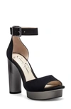 Jessica Simpson Everyn Platform Ankle Strap Sandal In Black Suede