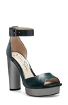 Jessica Simpson Everyn Platform Ankle Strap Sandal In Rainforest Green Faux Leather