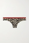 LOVE STORIES ELLIE RUFFLED LEOPARD-PRINT STRETCH-JERSEY THONG