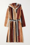 MISSONI GIACOMO STRIPED HOODED BELTED COTTON-TERRY ROBE