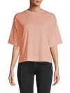 Vince Wide Sleeve Crop Pima Cotton T-shirt In Coral