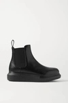 Alexander Mcqueen Glossed-leather Exaggerated-sole Chelsea Boots In Black