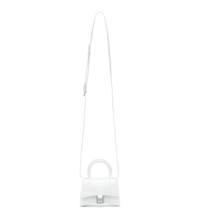 Balenciaga Hourglass Mini Leather Crossbody Bag In White