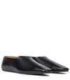 The Row Square-toe Leather Ballerina Flats In Black