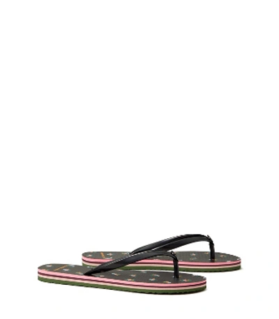 Tory Burch Printed Thin Flip-flop In Perfect Black / Daybreak Ditsy