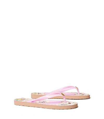 Tory Burch Printed Thin Flip-flop In Peony Pink/pink Porcelain Floral