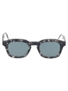 Thom Browne Tb-412 Sunglasses In Grey Tortoise W/ Dark Grey - Silver Flash Mirror - Ar