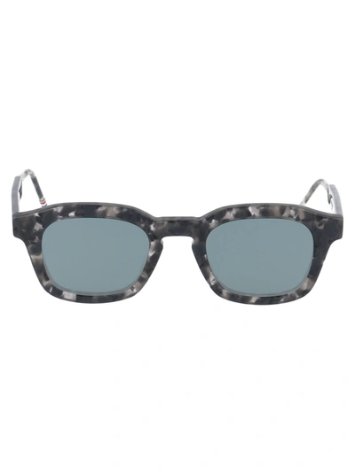 Thom Browne Tb-412 Sunglasses In Grey Tortoise W/ Dark Grey - Silver Flash Mirror - Ar