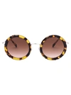 Miu Miu Round Metal Gradient Sunglasses In 7s06s1 Light Havana