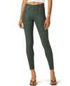 Hudson Barbara Coated High Waist Ankle Skinny Jeans In High Shine Forest Green