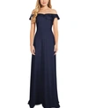 ADRIANNA PAPELL RUFFLED OFF-THE-SHOULDER GOWN