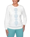 ALFRED DUNNER PETITE ALL ABOUT EASE QUILTED EMBROIDERED TOP