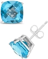 Macy's Swiss Blue Topaz (3-5/8 Ct. T.w.) Stud Earrings In Sterling Silver In Blue Topaz