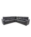 Furniture Gabrine 5-pc. Leather Sectional With 3 Power Headrests, Created For Macy's In Ivory