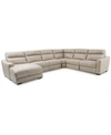 FURNITURE GABRINE 6-PC. LEATHER SECTIONAL WITH 2 POWER HEADRESTS & CHAISE, CREATED FOR MACY'S