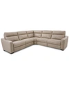 Furniture Gabrine 5-pc. Leather Sectional With 2 Power Headrests, Created For Macy's In Ivory