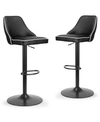GLAMOUR HOME SET OF 2 ALSTON ADJUSTABLE HEIGHT SWIVEL BAR STOOL WITH PIPING