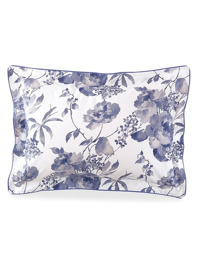 Anne De Solene Marquise Peony & Hydrangea Pillow Sham In Blue