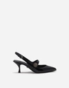 DOLCE & GABBANA SLING BACK SHOES IN POLISHED CALFSKIN WITH BUTTONS