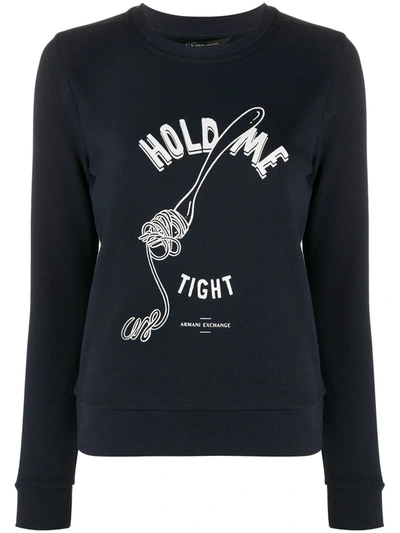 Armani Exchange Hold Me Tight Print Sweatshirt In Blue