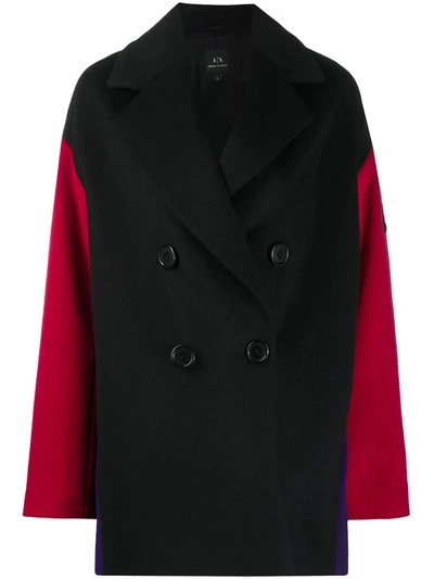 Armani Exchange Colour-block Coat In Black