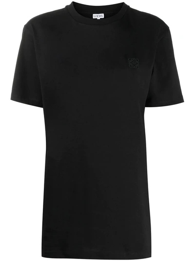 Loewe Logo Cropped Cotton Jersey T-shirt In Black