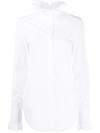 PACO RABANNE RUFFLE TRIM COTTON BLOUSE