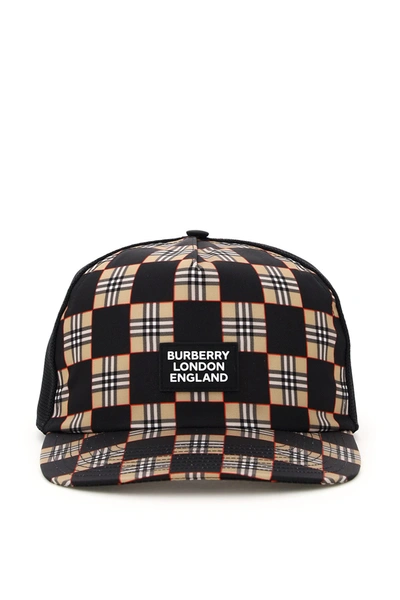 Burberry Checkerboard Baseball Hat In Black Archive Beige