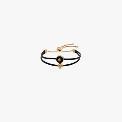 Tory Burch Black And Gold Tone Kira Charm Bracelet