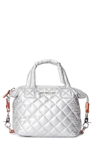 Mz Wallace Micro Sutton Tote In Tin Metallic/ Silver