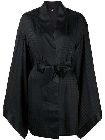 Balmain Geometric Pattern Kimono Dressing Gown In Black