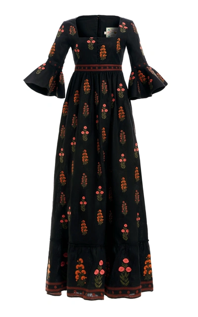 Agua By Agua Bendita Women's Ambar Dahlia Linen Maxi Dress In Black
