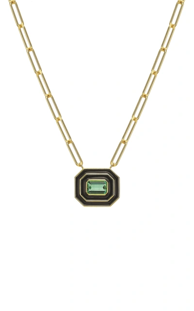 Andrew Glassford Women's Museum Enameled 18k Yellow Gold Tourmaline Necklace In Green