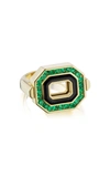 ANDREW GLASSFORD WOMEN'S MUSEUM 18K YELLOW GOLD EMERALD REVERSE RING